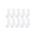 thumbnail image 1 of Hanes Girls Crew Socks, 10 Pairs, Cushioned Uniform Socks, Stretch, White, 1 of 5