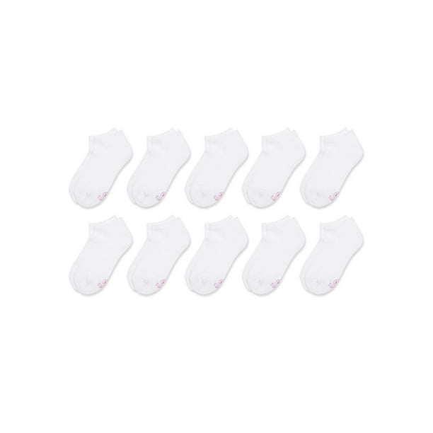 Hanes Girls' White No Show Sock, 10 Pack, Sizes S-L - Walmart.com