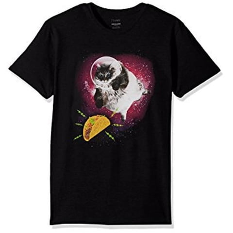 Men's Funny Humor Sarcastic Cat on a Taco Quest Graphic Tee Shirt