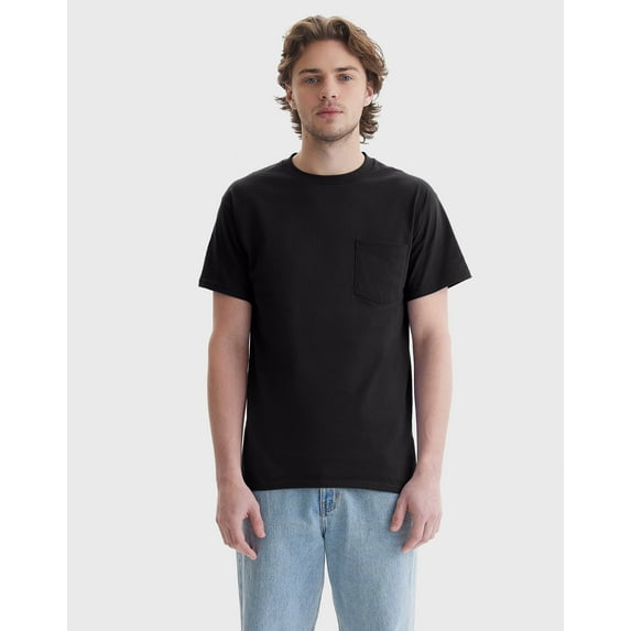 Hanes Men's Authentic Pocket T-Shirt Black L