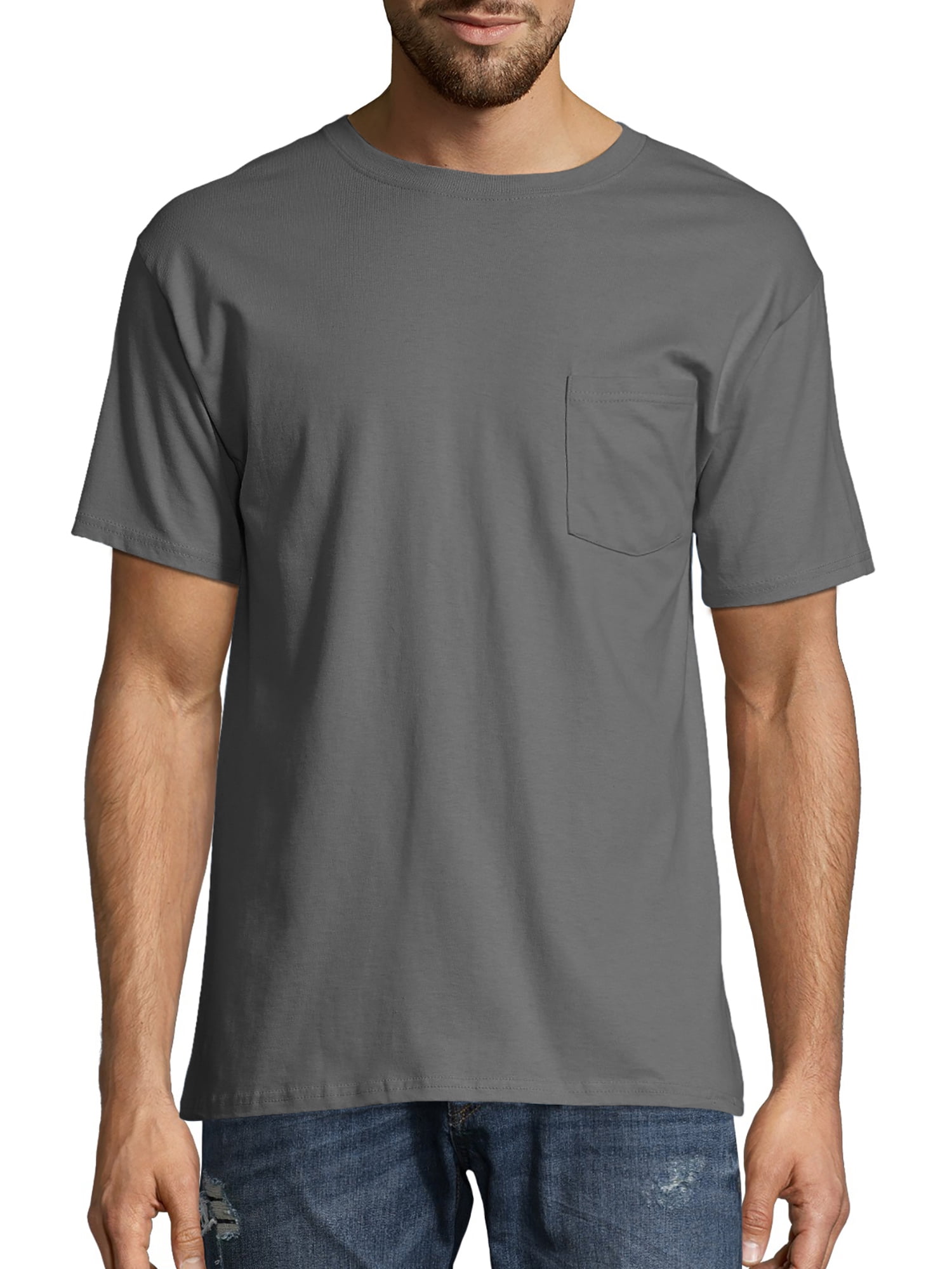 Hanes Men's & Big Men's Authentic Short Sleeve Pocket Tee, Sizes S-3XL