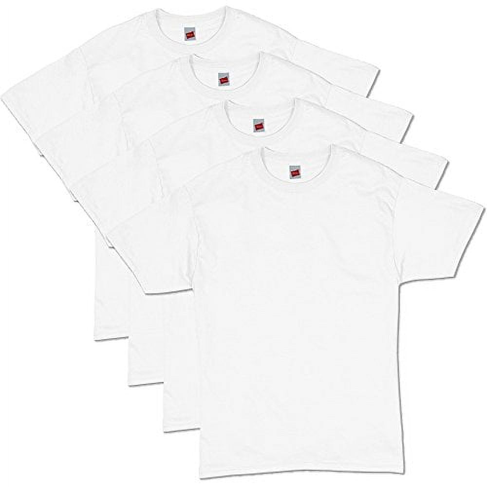 Hanes HEAVYWEIGHT 5.2 oz Short Sleeve Tshirt (Pack of 4) 4 White