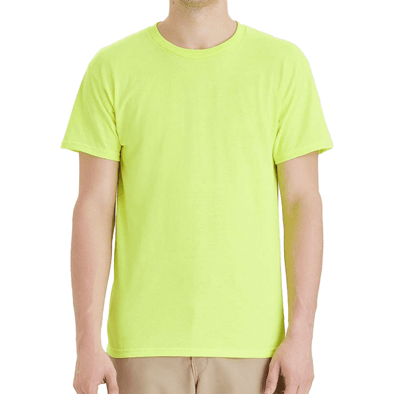 Hanes Hi Vis Essential-T T-Shirt for Men, 60 Cotton/40 Poly Short Sleeve Mens T-Shirt, High Visibility Safety Shirts, Safety Green S