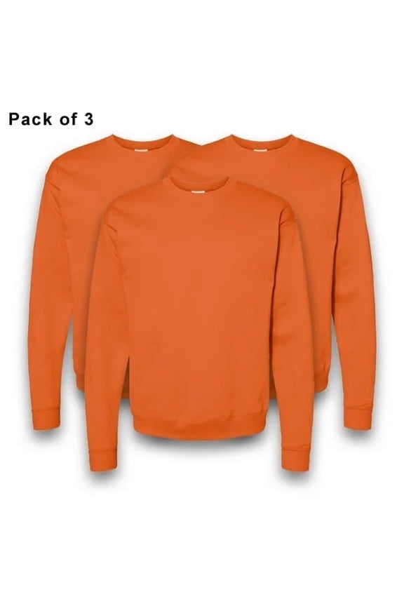 High Visibility Crewneck Sweatshirt for Work Wear | Reflective Hi Vis Safety Orange Color Sweater Made with 7.8 Oz 50/50 Cotton / Polyester, 3 Pack, M Size