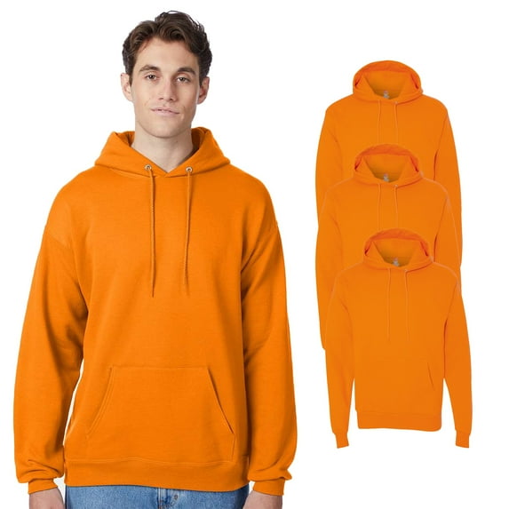 Hanes - High Visibility Ecosmart Hooded Sweatshirt - P170 | Safety Workwear Pack-3 Adult Fleece Sweater With Pouch Pocket, 7.8 oz Size S