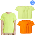 thumbnail image 1 of Hanes High Visibility Safety T-Shirt, Hi Vis Short Sleeves Adult Workwear, Crewneck Safety Orange and Safety Green Tee for Men, 6 Pack, Size 3XL, 1 of 5