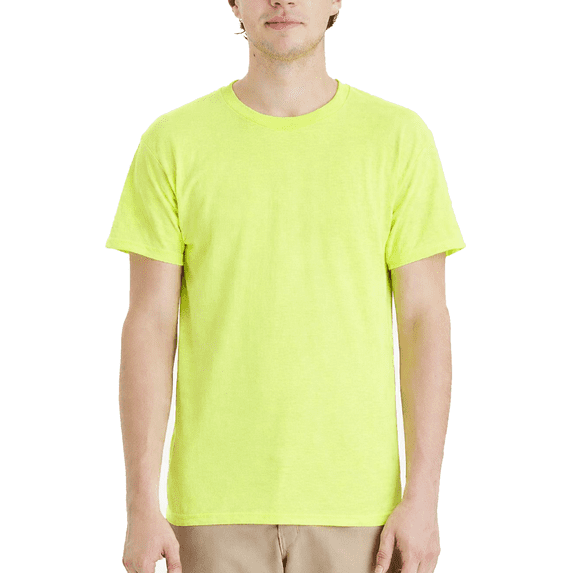 Hanes High Visibility Short Sleeve T-Shirt | Safety Green, Sizes S-5XL | Men Hi Vis Crewneck Work Tee