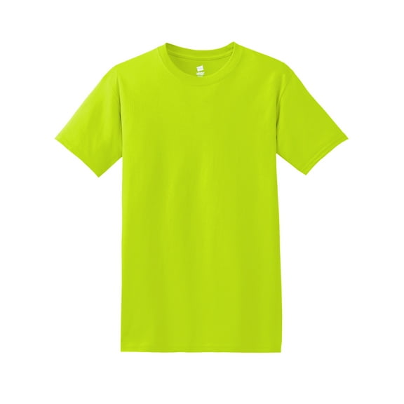 Hanes High Visibility Short Sleeve T-Shirt | Safety Green, Sizes S-5XL | Men Hi Vis Crewneck Work Tee