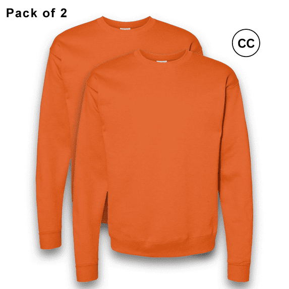 Hanes - High Visibility Sweatshirt, Hi Vis XP Fleece Safety Orange Work Reflective Crewneck Ecosmart Sweatshirt,7.8oz 50/50 US Grown Cotton/Polyester Size-M Pack 2