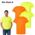 thumbnail image 1 of Hanes High Visibility T-Shirts for Men 50 Cotton/50 Polyester Hi-Vis Workwear Safety Tee Shirts (Safety Green-Orange Pack 4, 3XL), 1 of 8