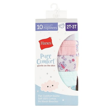 Hanes Hipsters 10-Pack Toddler Girls Underwear Pure Comfort Breathable Tagfree
