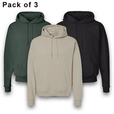 Hanes Hooded Sweatshirts for Men, Ecosmart Fleece Hoodie Sweatshirt with Pouch Pocket 7.8oz, 50/50 Cotton/Polyester Bulk Hoodie Mix 3 Pack 4XL