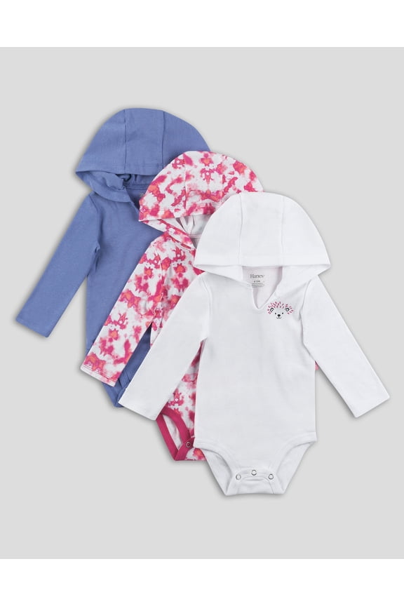 Hoodie Bodysuits 3-Pack Flexy Baby Knit Long Sleeve 4-Way Boys Girls Light