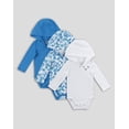 thumbnail image 1 of Hanes Hoodie Bodysuits 3-Pack Flexy Baby Knit Long Sleeve 4-Way Boys Girls Light, 1 of 2