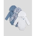 thumbnail image 1 of Hanes Hoodie Bodysuits 3-Pack Flexy Baby Knit Long Sleeve 4-Way Boys Girls Light, 1 of 2