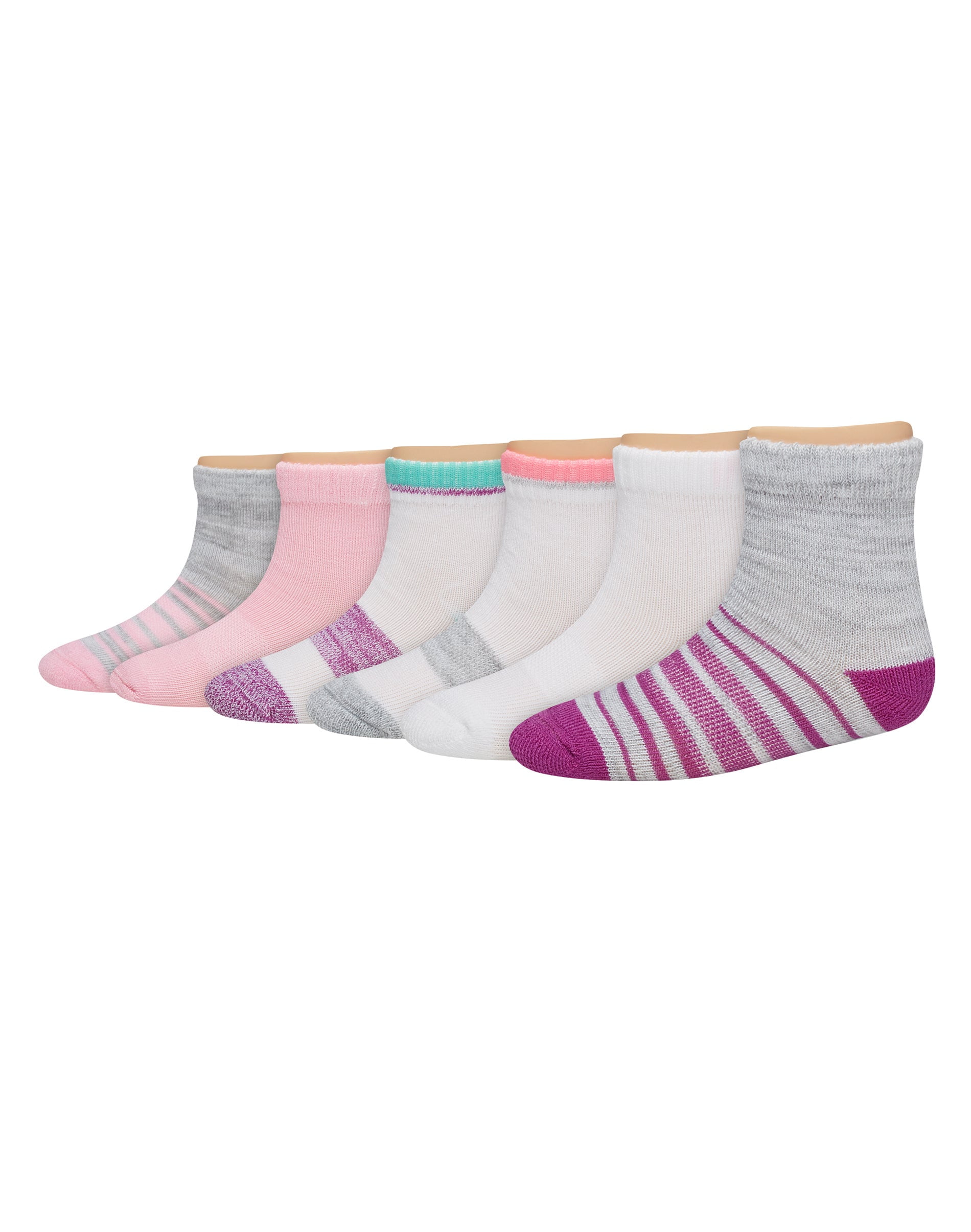 Hanes Infant/Toddler Girls' Ankle Socks, Smooth Toe Seam, 6Pairs