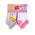 thumbnail image 1 of Hanes Infant/Toddler Girls' Heel Shield Socks, Gripper Foot Bottom, 10-Pairs Grey/White/Pink/Assorted 4T, 1 of 4