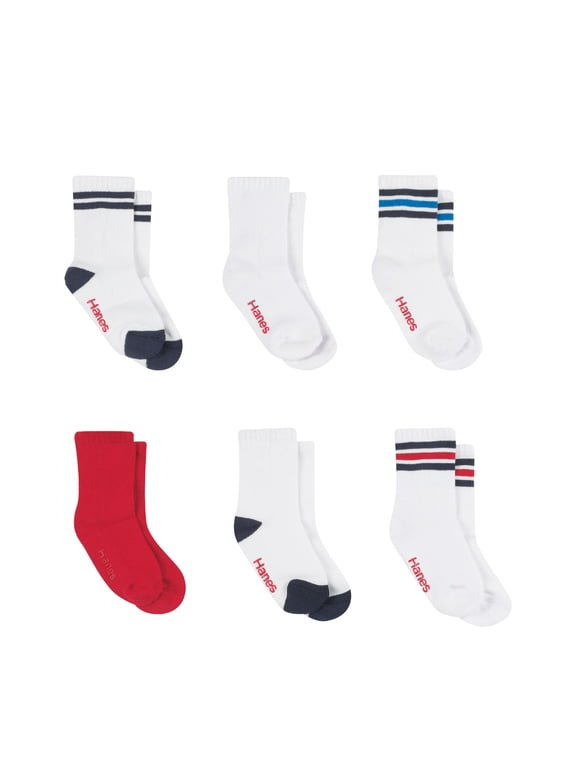 Infant/Toddler Pure Boys' Comfort Organic Cotton Crew Socks, 6-Pairs