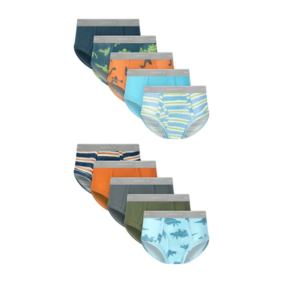 Hanes Infants/Toddlers Briefs Underwear Pack, 10-Pack, Toddler Boy's Cotton Underwear Pack, Tagless