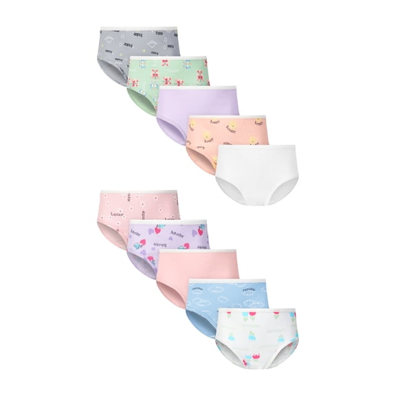 Hanes Infants/Toddlers Briefs Underwear Pack, 10-Pack, Toddler Core 100% Cotton Underwear for Toddler Girl