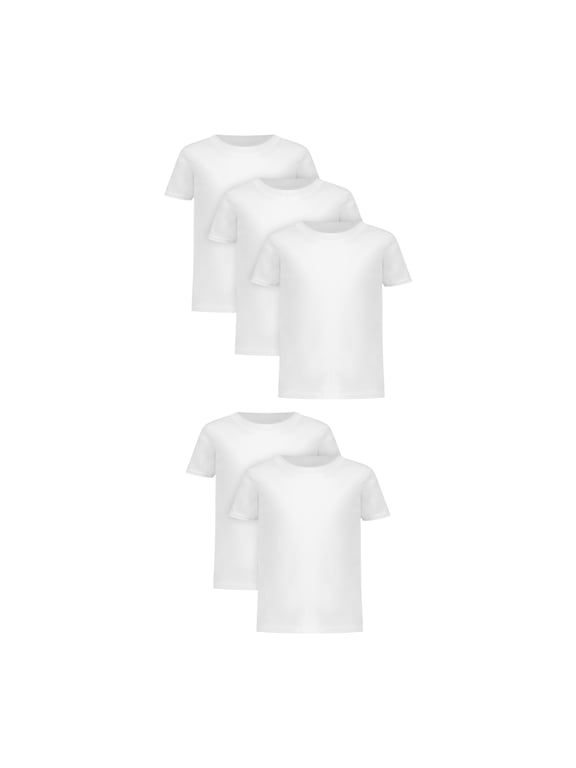 Infants/Toddlers Undershirts T-Shirt Pack, 5-Pack, Cotton Tees for Toddler Boys, White Crewneck T-Shirts