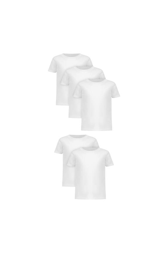 Infants/Toddlers Undershirts T-Shirt Pack, 5-Pack, Cotton Tees for Toddler Boys, White Crewneck T-Shirts