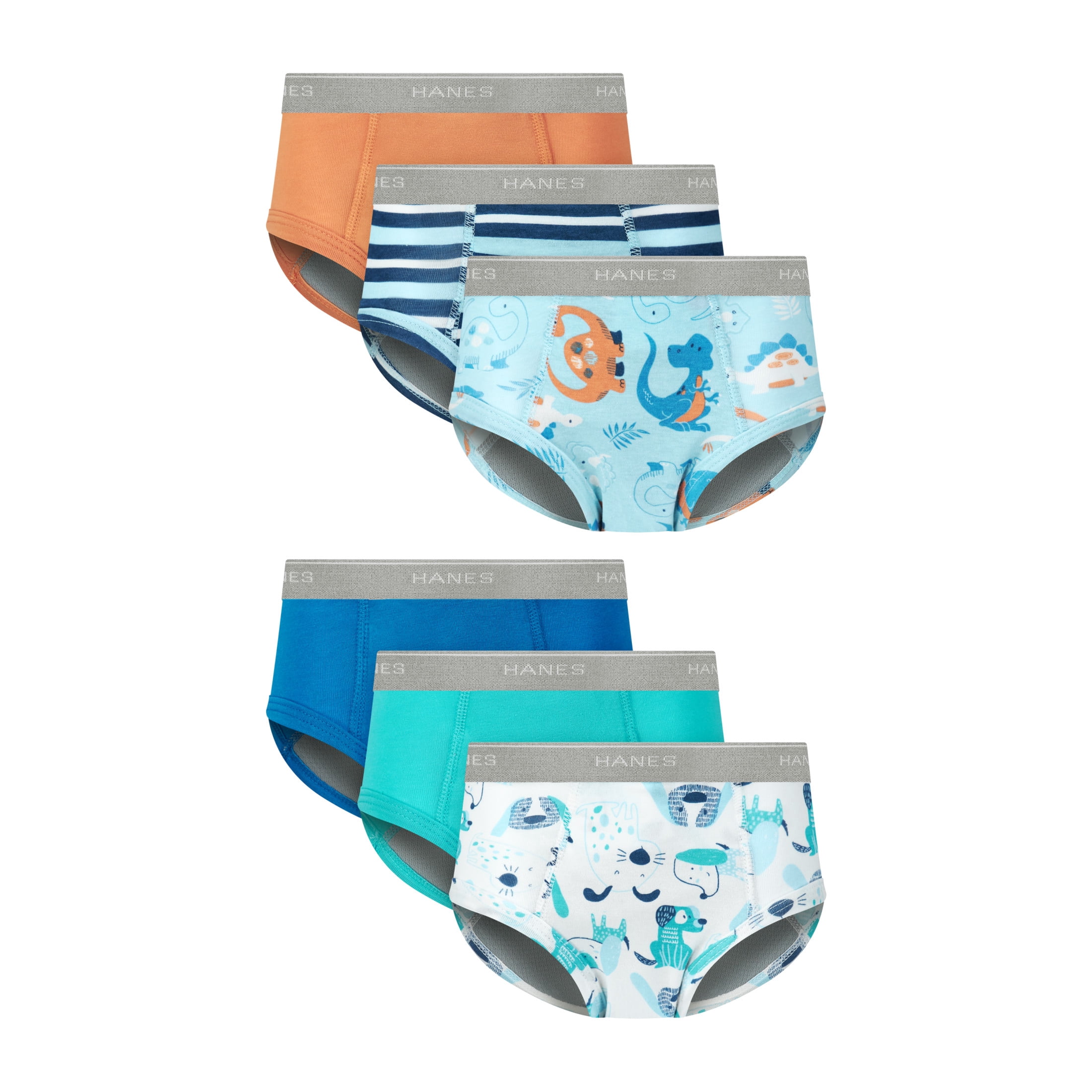 Hanes Infants/Toddlers Potty Trainer Briefs Underwear Pack, 6-Pack, Leak Protection Toddler Training Underwear