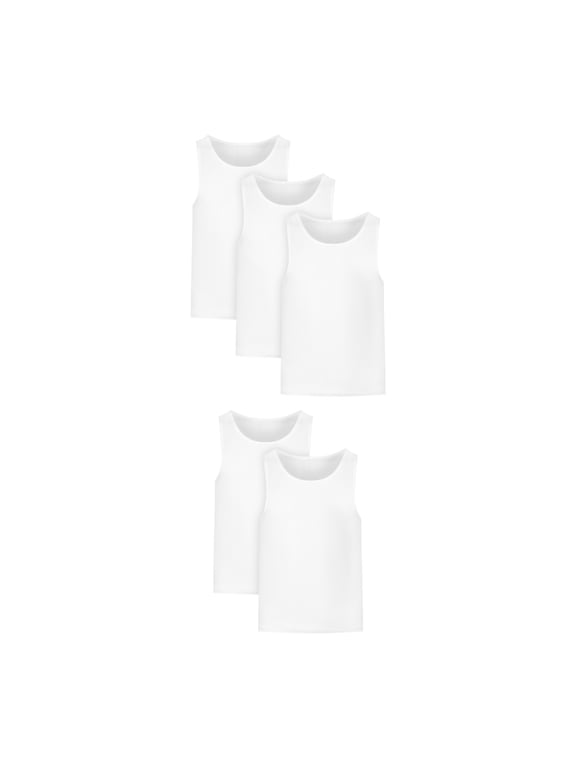 Infants/Toddlers Tank Tops, 5-Pack, Moisture-Wicking Toddler Cotton Undershirts, Boys' White Tanks Pack