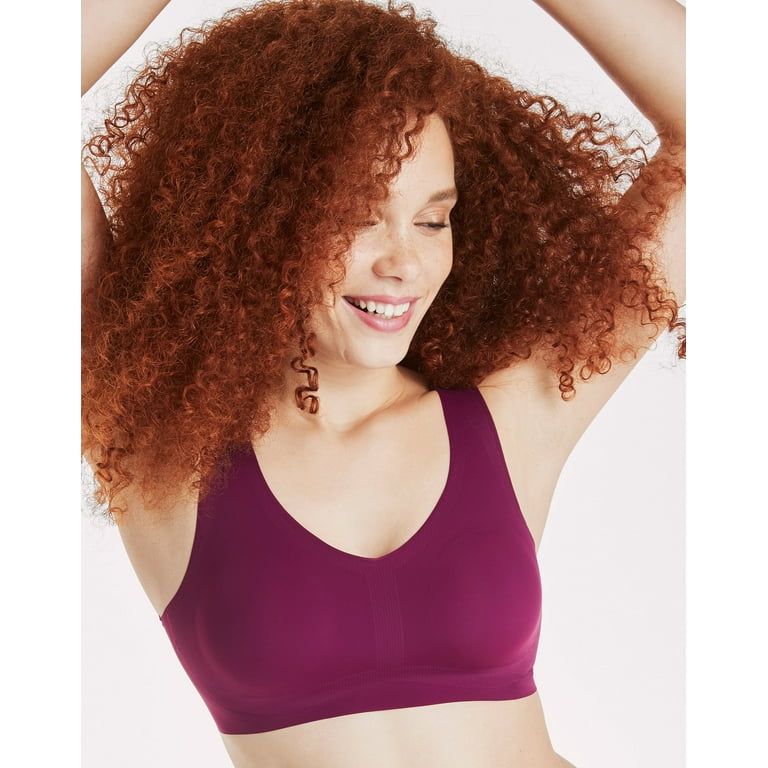 Hanes Invisible Embrace Women's Wireless T-Shirt Bra, Seamless Galactic Red  L