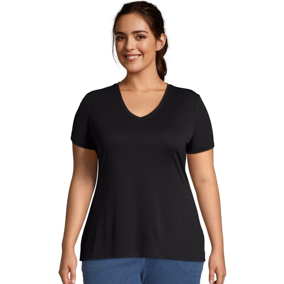 JMS by Hanes Women's Plus Size Active Cool Dri Performance V-neck
