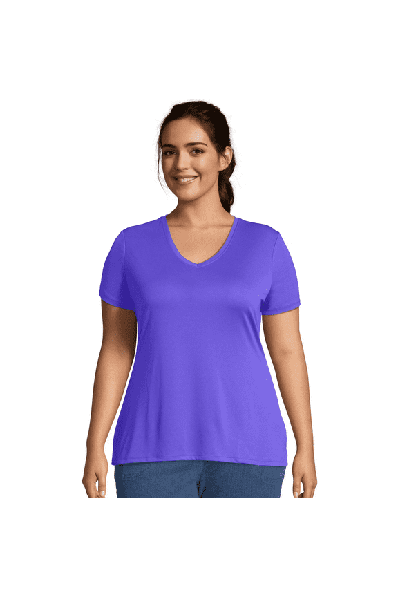 Just My Size Cool DRI Women's V-Neck T-Shirt (Plus ) Petal Purple 2X