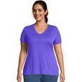 thumbnail image 1 of Hanes Just My Size Cool DRI Women's V-Neck T-Shirt (Plus ) Petal Purple 3X, 1 of 3