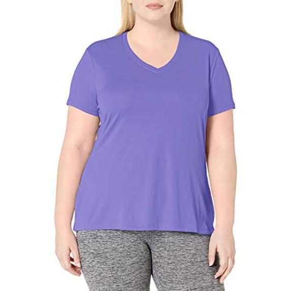 Hanes Just My Size Cool DRI Women's V-Neck T-Shirt (Plus ) Petal Purple 3X