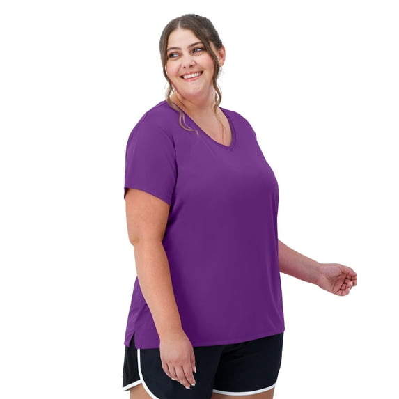 Hanes Just My Size Cool DRI Women's V-Neck T-Shirt (Plus ) Plum Dream 2X