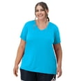 thumbnail image 1 of Hanes Just My Size Cool DRI Women's V-Neck T-Shirt (Plus ) Process Blue 5X, 1 of 6