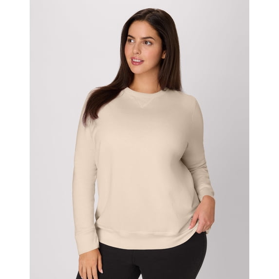 Hanes Just My Size EcoSmart Women's Fleece Sweatshirt, V-Notch (Plus ) Champagne Frost 1X