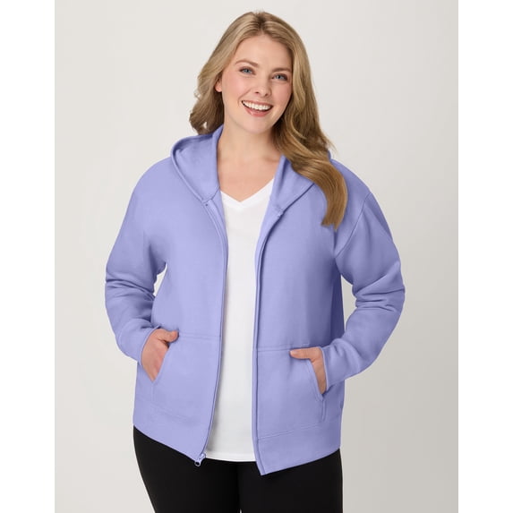 Hanes Just My Size EcoSmart Women's Full-Zip Fleece Hoodie (Plus ) Peri Blue 2X