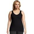thumbnail image 1 of Hanes Just My Size Stretch Cotton Tank with Lace Trim (Plus ) Black 2X Women's, 1 of 3