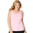 thumbnail image 1 of Hanes Just My Size Stretch Cotton Tank with Lace Trim (Plus ) Paleo Pink 1X Women's, 1 of 3