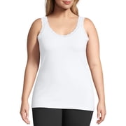 Just My Size Women's Plus Size Stretch Jersey Lace Trim Camisole