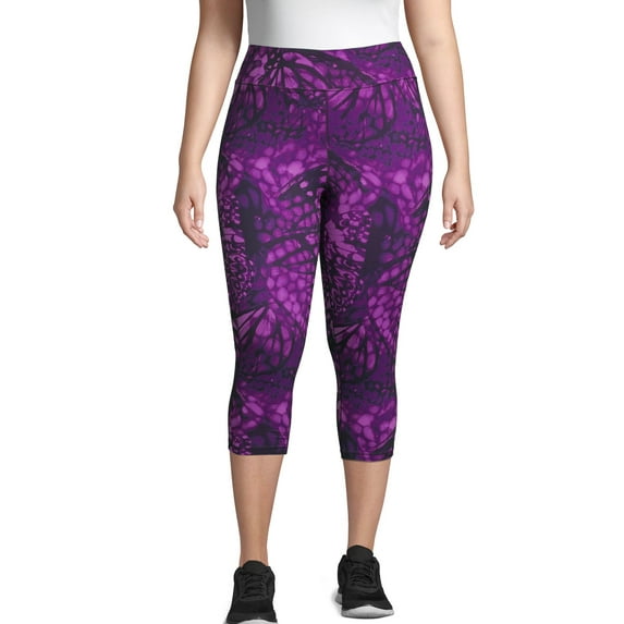 Hanes Just My Size Women's Active Capri Leggings, 20" (Plus ) Wingspan Plum Dream 3X