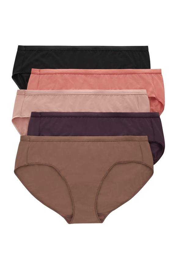 Just My Size Women's Breathable Mesh Hipster Underwear, 5-Pack