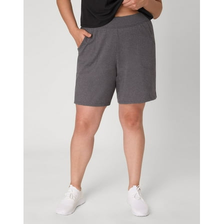 Hanes Just My Size Women's Cotton Jersey Pull-On Shorts, 7" (Plus ) Charcoal Heather 1X