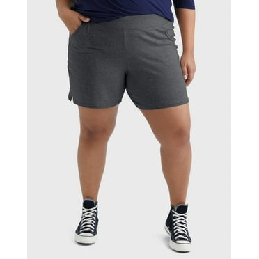 Hanes Just My Size Women's Cotton Jersey Pull-On Shorts, 7" (Plus ) Charcoal Heather 1X