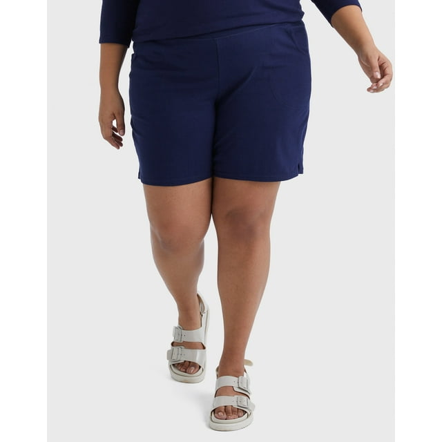 Hanes Just My Size Women's Cotton Jersey Pull-On Shorts, 7" (Plus ) Navy 5X