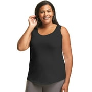 Hanes Just My Size Women’s Cotton Jersey Tank, Shirttail Hem (Plus ) Black 5X