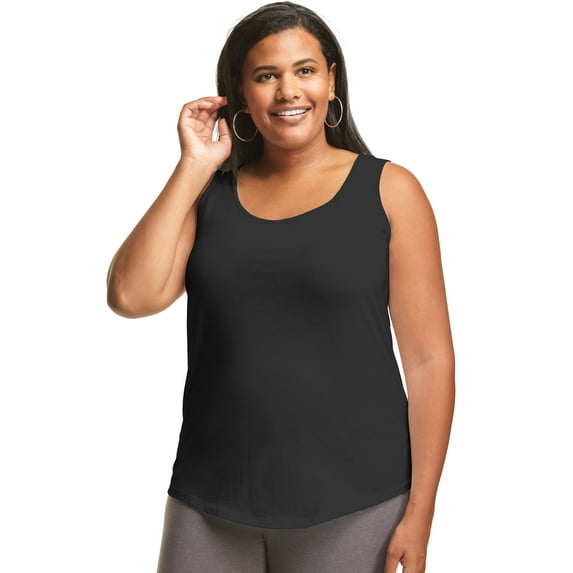 Hanes Just My Size Women’s Cotton Jersey Tank, Shirttail Hem (Plus