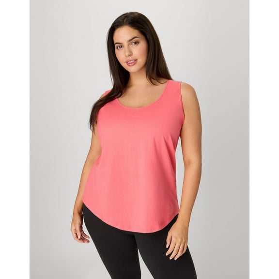 Hanes Just My Size Women’s Cotton Jersey Tank, Shirttail Hem (Plus ) Briny Pink 1X