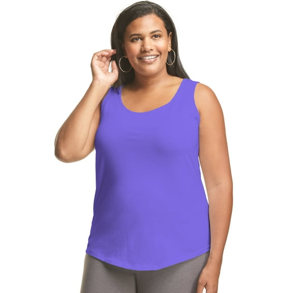 Hanes Just My Size Women’s Cotton Jersey Tank, Shirttail Hem (Plus ) Petal Purple 4X