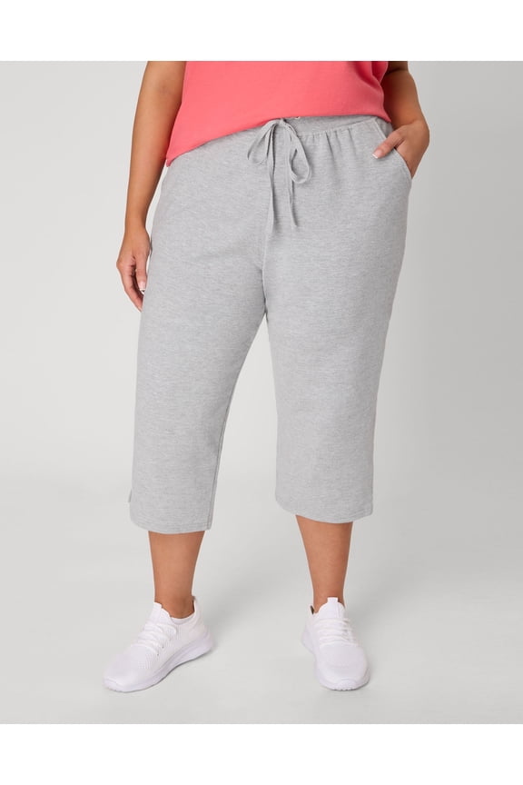 Just My Size Women's French Terry Capris, 19" (Plus ) Light Steel 2X